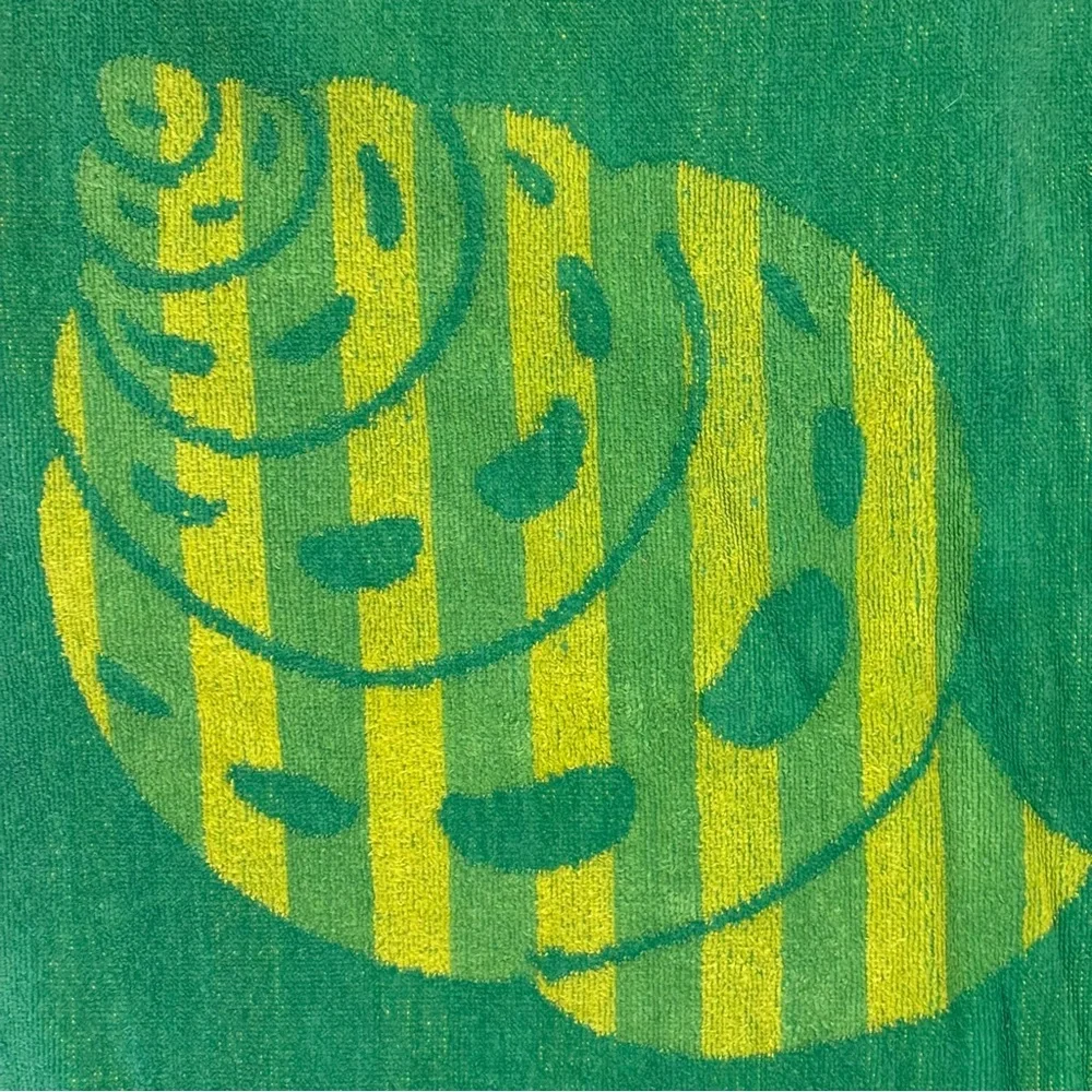 Vtg Beach towel 100% Cotton 27X56 blue green starfish seashells EUC NICE